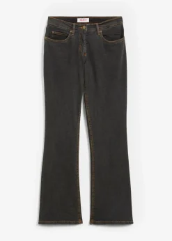 bonprix Jeans|Kurzgrößen^Bootcut Jeans High Waist, Stretch schwarz