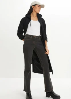 bonprix Jeans|Kurzgrößen^Bootcut Jeans High Waist, Stretch schwarz