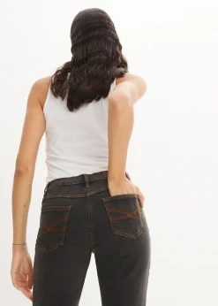 bonprix Jeans|Kurzgrößen^Bootcut Jeans High Waist, Stretch schwarz