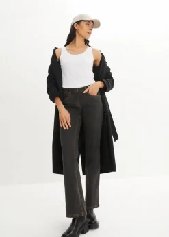 bonprix Jeans|Kurzgrößen^Bootcut Jeans High Waist, Stretch schwarz