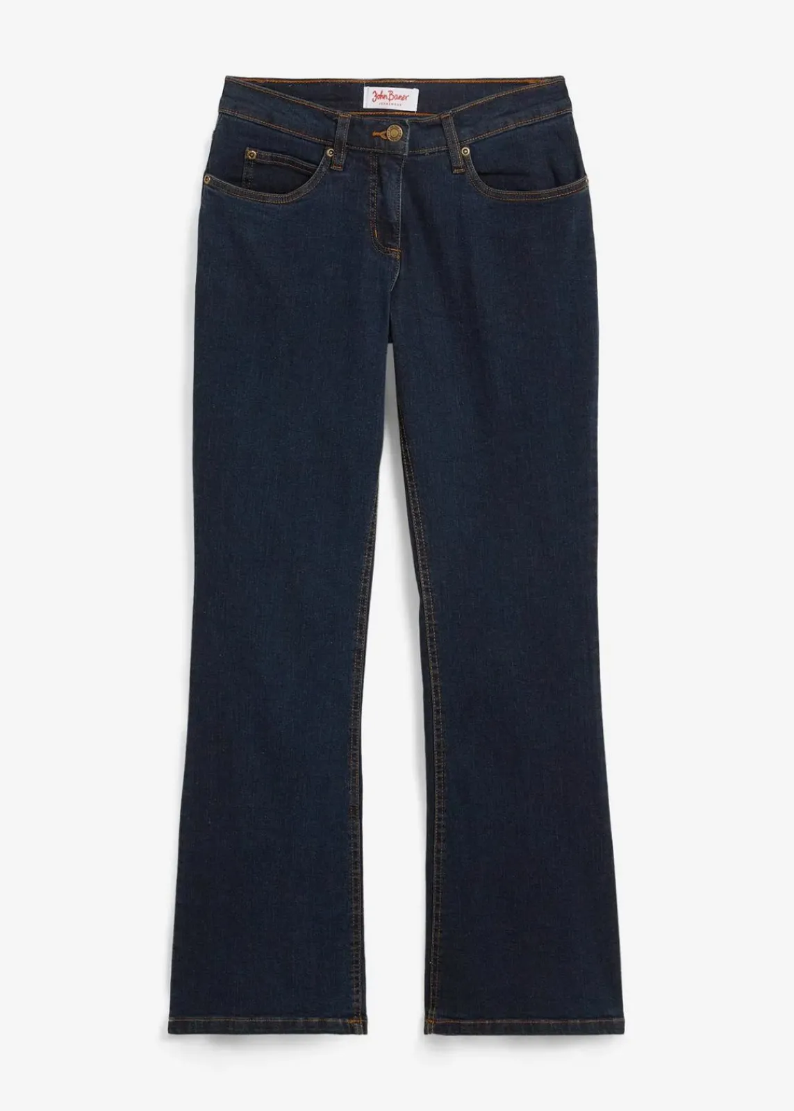 bonprix Kurzgrößen|Bekleidung·Shirts & Tops^Bootcut Jeans High Waist, Stretch dunkelblau