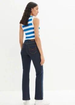 bonprix Kurzgrößen|Bekleidung·Shirts & Tops^Bootcut Jeans High Waist, Stretch dunkelblau