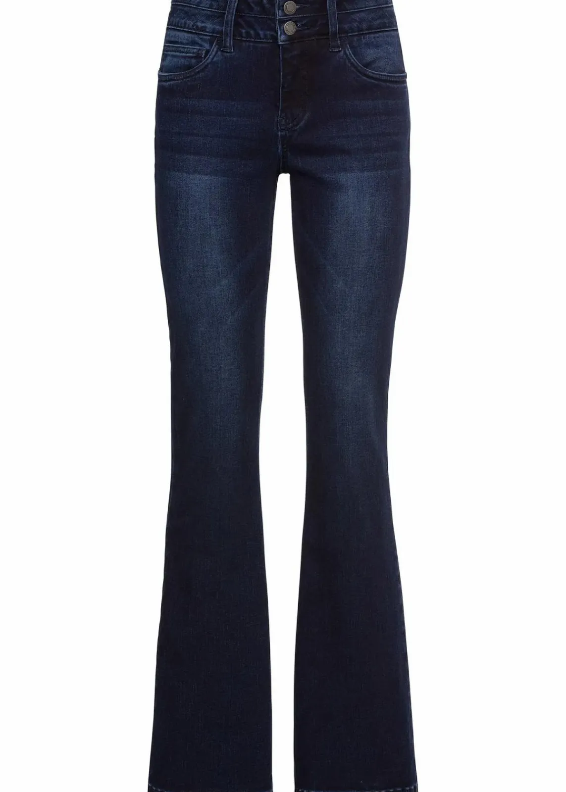 bonprix Kurzgrößen|Bekleidung·Shirts & Tops^Bootcut Jeans High Waist, Shaping-Ultra-Soft dunkelblau used