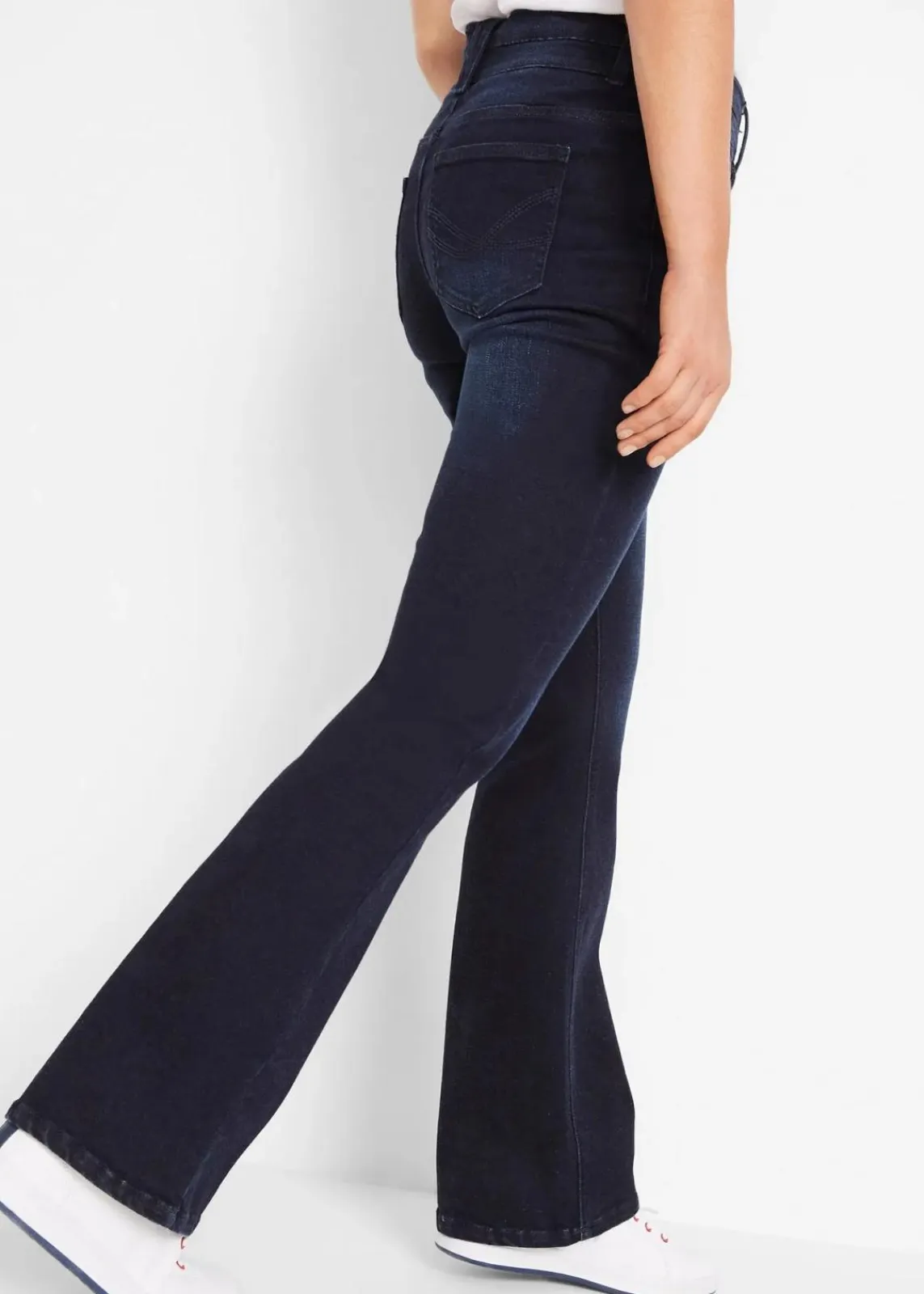 bonprix Kurzgrößen|Bekleidung·Shirts & Tops^Bootcut Jeans High Waist, Shaping-Ultra-Soft dunkelblau used