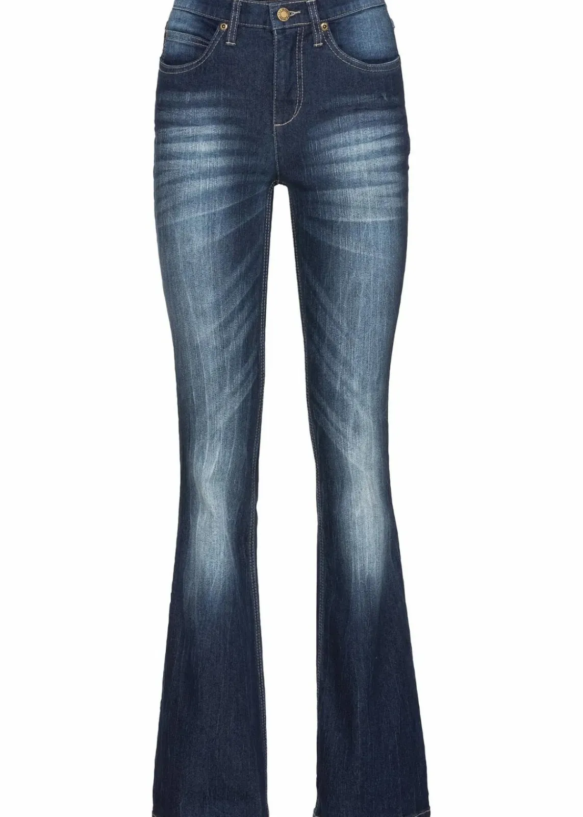 bonprix Bekleidung·Shirts & Tops|Jeans^Bootcut Jeans High Waist, Komfort-Stretch dunkelblau used