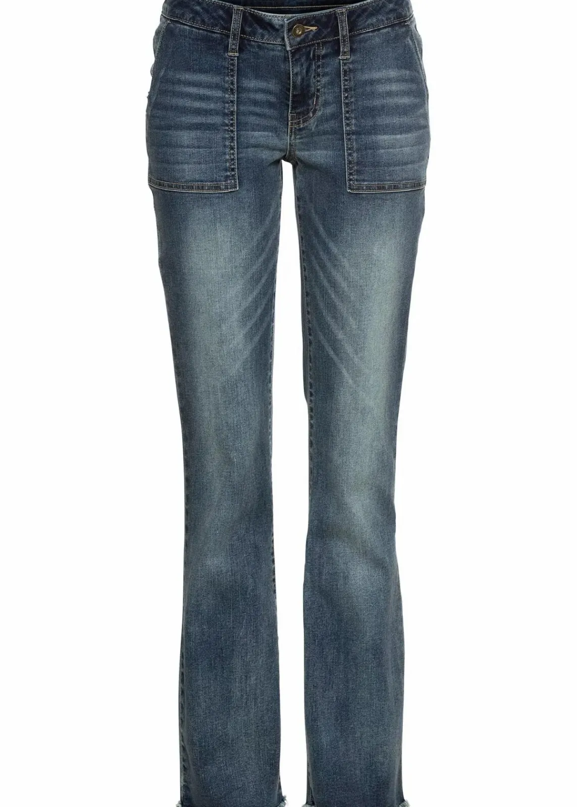 bonprix Bekleidung·Shirts & Tops|Jeans^Bootcut Jeans Mid Waist blau denim