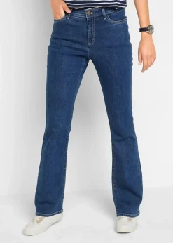 bonprix Jeans|Bekleidung·Shirts & Tops^Bootcut Jeans Mid Waist, Bio-Baumwolle blau