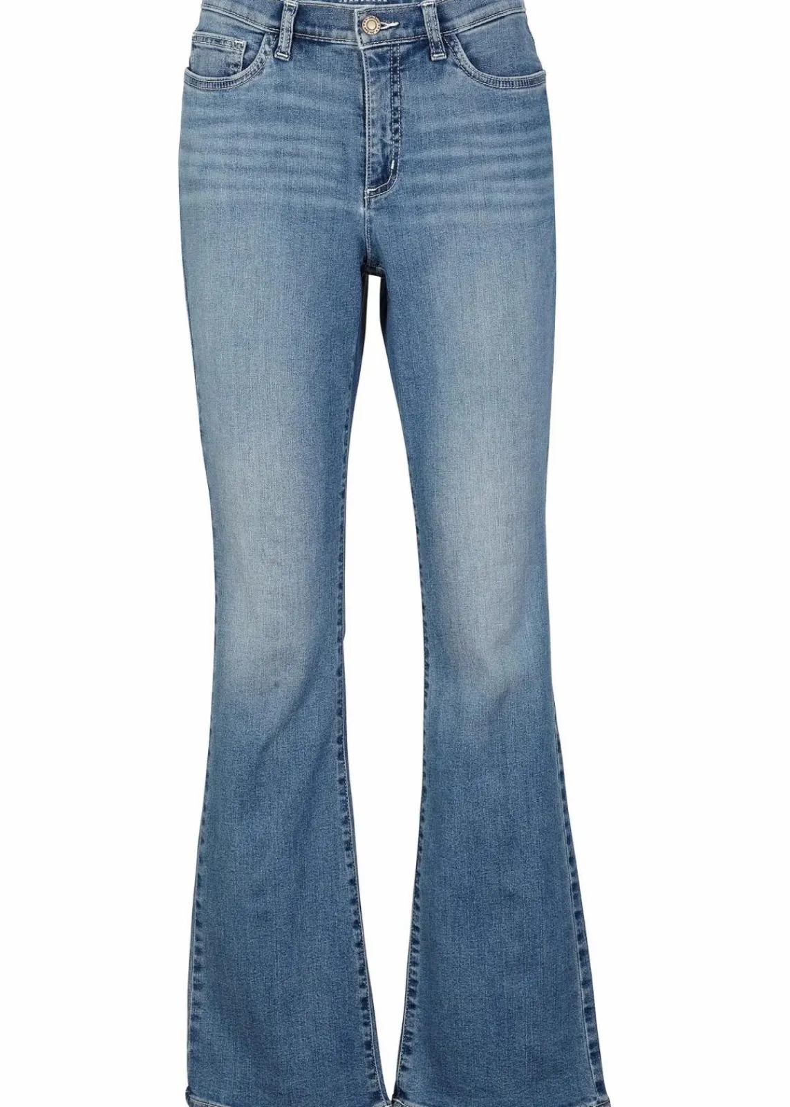 bonprix Bekleidung·Shirts & Tops|Jeans^Bootcut Jeans Mid Waist, Bio-Baumwolle mittelblau denim used