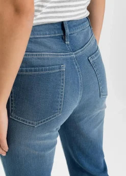 bonprix Jeans|Kurzgrößen^Bootcut Jeans Mid Waist, Bio-Baumwolle blau denim