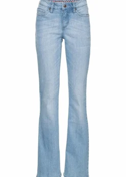 bonprix Bekleidung·Shirts & Tops|Jeans^Bootcut Jeans Mid Waist, Komfort-Stretch hellblau used