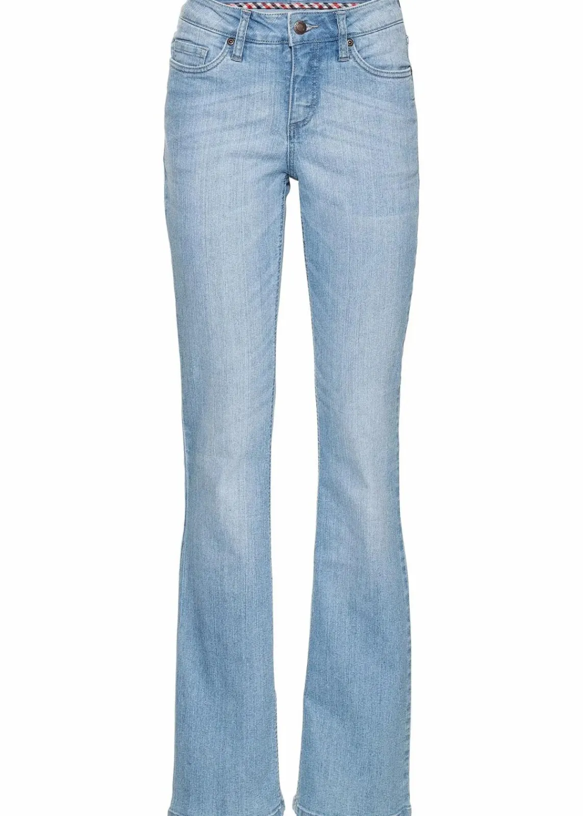 bonprix Bekleidung·Shirts & Tops|Jeans^Bootcut Jeans Mid Waist, Komfort-Stretch hellblau used