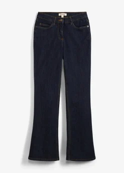 bonprix Jeans|Kurzgrößen^Bootcut Jeans Mid Waist, Stretch dunkelblau