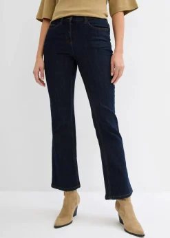 bonprix Jeans|Kurzgrößen^Bootcut Jeans Mid Waist, Stretch dunkelblau