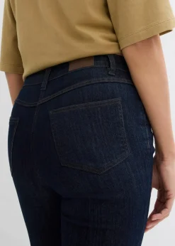bonprix Jeans|Kurzgrößen^Bootcut Jeans Mid Waist, Stretch dunkelblau