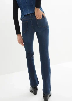 bonprix Jeans|Kurzgrößen^Bootcut Jeans Mid Waist, Stretch dunkelblau used