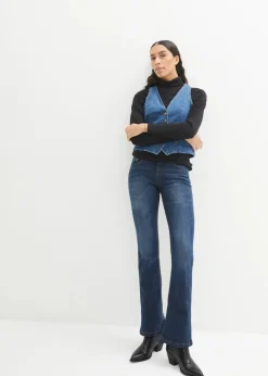 bonprix Jeans|Kurzgrößen^Bootcut Jeans Mid Waist, Stretch dunkelblau used