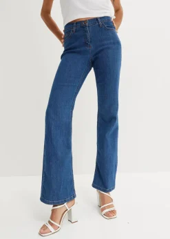 bonprix Jeans|Kurzgrößen^Bootcut Jeans Mid Waist, Stretch blau