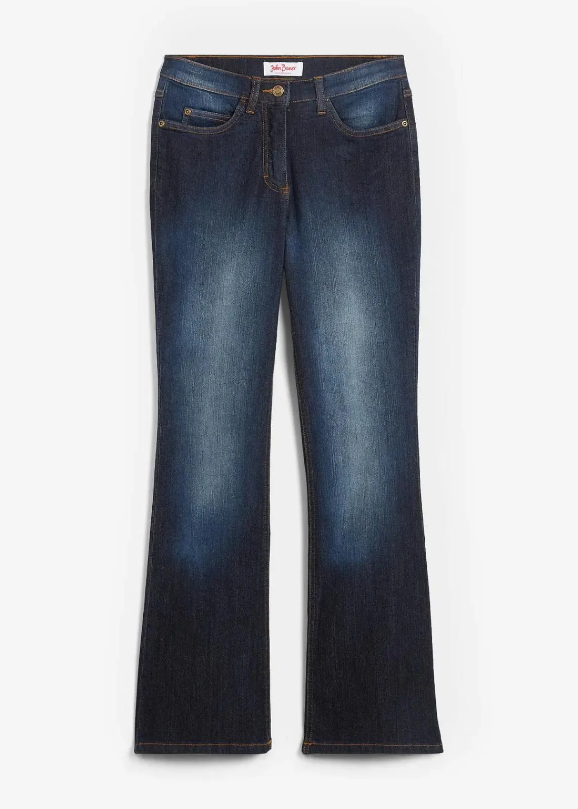 bonprix Jeans|Kurzgrößen^Bootcut Jeans Mid Waist, Stretch dunkelblau used