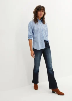 bonprix Kurzgrößen|Bekleidung·Shirts & Tops^Bootcut Jeans Mid Waist, Stretch dunkelblau used