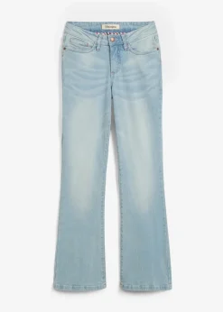 bonprix Bekleidung·Shirts & Tops|Jeans^Bootcut Jeans Mid Waist, Stretch hellblau used