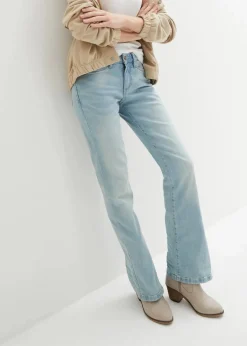 bonprix Bekleidung·Shirts & Tops|Jeans^Bootcut Jeans Mid Waist, Stretch hellblau used