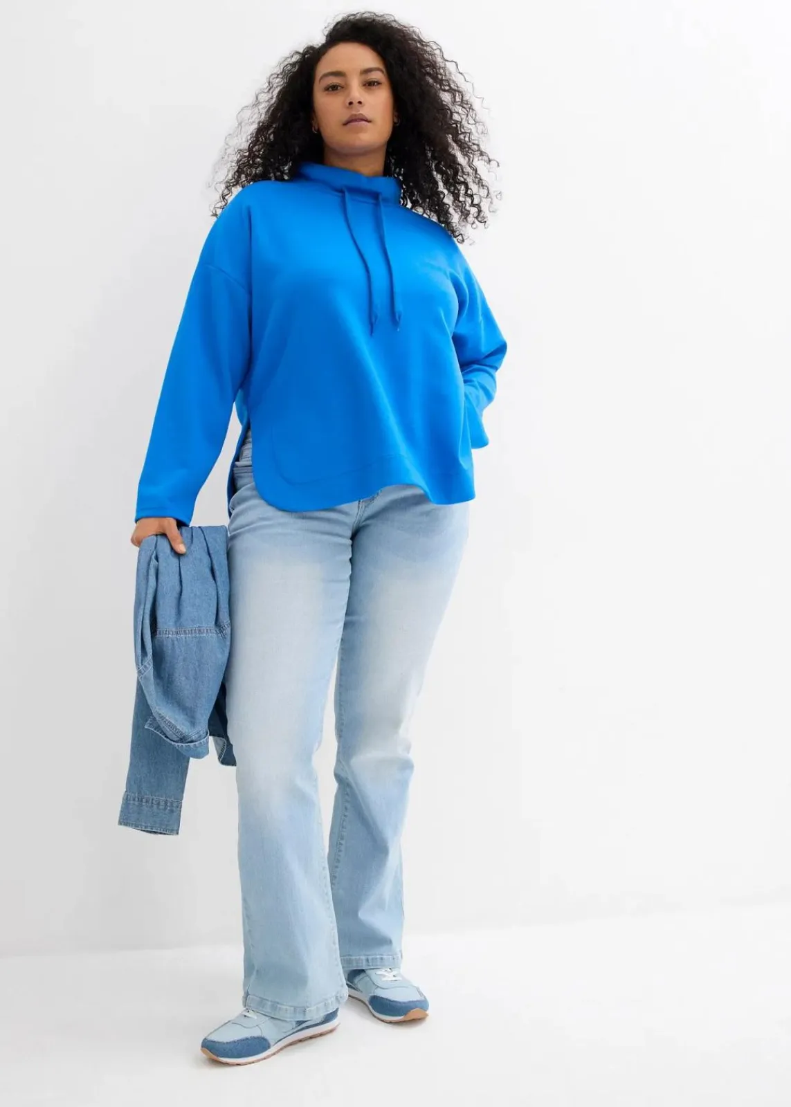 bonprix Bekleidung·Shirts & Tops|Jeans^Bootcut Jeans Mid Waist, Stretch hellblau used