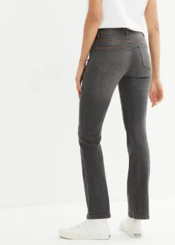 bonprix Jeans|Kurzgrößen^Bootcut Jeans Mid Waist, Stretch schwarz used