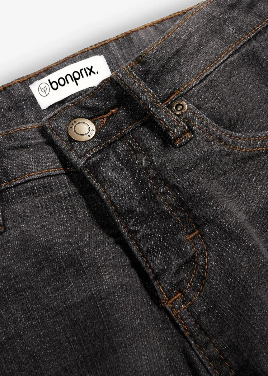 bonprix Jeans|Kurzgrößen^Bootcut Jeans Mid Waist, Stretch schwarz used