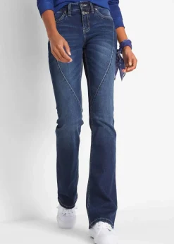 bonprix Jeans|Kurzgrößen^Bootcut Jeans Mid Waist, Stretch dunkelblau used