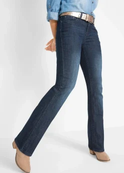 bonprix Kurzgrößen|Bekleidung·Shirts & Tops^Bootcut Jeans Mid Waist, Stretch dunkelblau used