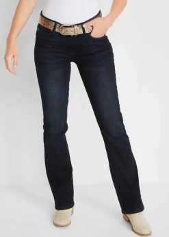 bonprix Bekleidung·Shirts & Tops|Jeans^Bootcut Jeans Mid Waist, Stretch dunkelblau used