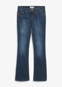 bonprix Kurzgrößen|Bekleidung·Shirts & Tops^Bootcut Jeans Mid Waist, Stretch dunkelblau used