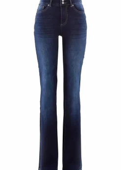 bonprix Jeans|Bekleidung·Shirts & Tops^Bootcut Jeans Mid Waist, Shaping dunkelblau denim