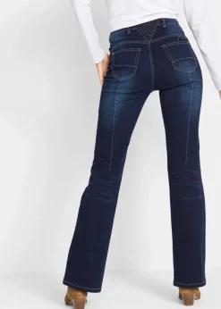 bonprix Jeans|Bekleidung·Shirts & Tops^Bootcut Jeans Mid Waist, Shaping dunkelblau denim