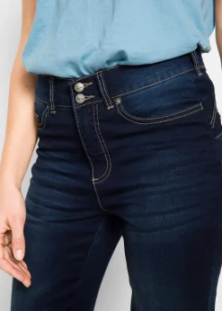 bonprix Jeans|Bekleidung·Shirts & Tops^Bootcut Jeans Mid Waist, Shaping dunkelblau denim