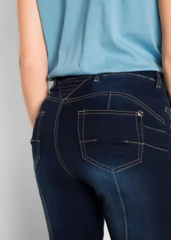 bonprix Jeans|Bekleidung·Shirts & Tops^Bootcut Jeans Mid Waist, Shaping dunkelblau denim