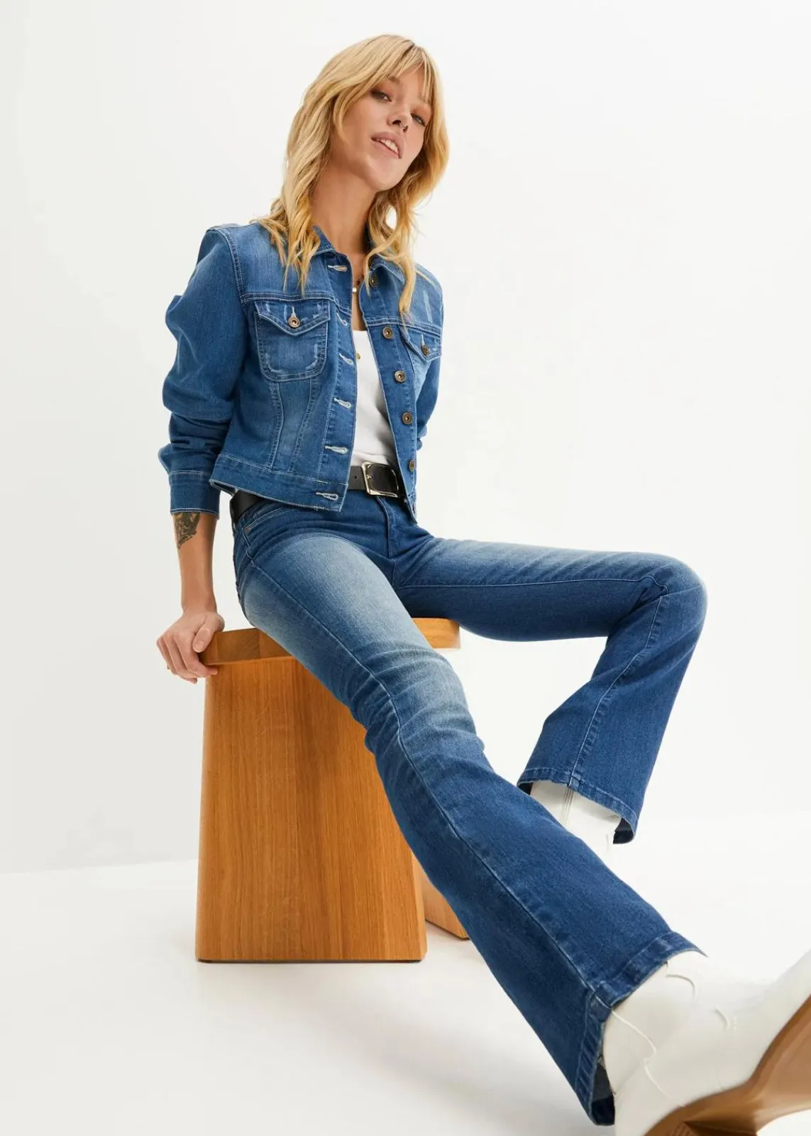 bonprix Jeans|Bekleidung·Shirts & Tops^Bootcut-Jeans blau denim
