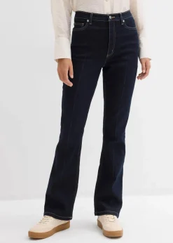 bonprix Bekleidung·Shirts & Tops|Jeans^Bootcut-Jeans High Waist dunkelblau denim used
