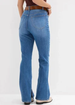 bonprix Bekleidung·Shirts & Tops|Jeans^Bootcut-Jeans High Waist blau denim used