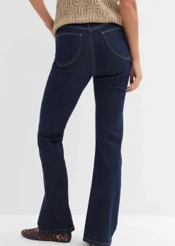 bonprix Jeans|Bekleidung·Shirts & Tops^Bootcut-Jeans High Waist tiefblau denim ungewaschen