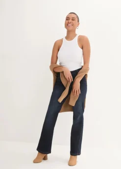 bonprix Bekleidung·Shirts & Tops|Jeans^Bootcut-Jeans High Waist, Bequembund dunkelblau denim