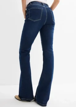 bonprix Kurzgrößen|Bekleidung·Shirts & Tops^Bootcut-Jeans High Waist, Stretch Full Length blau denim used
