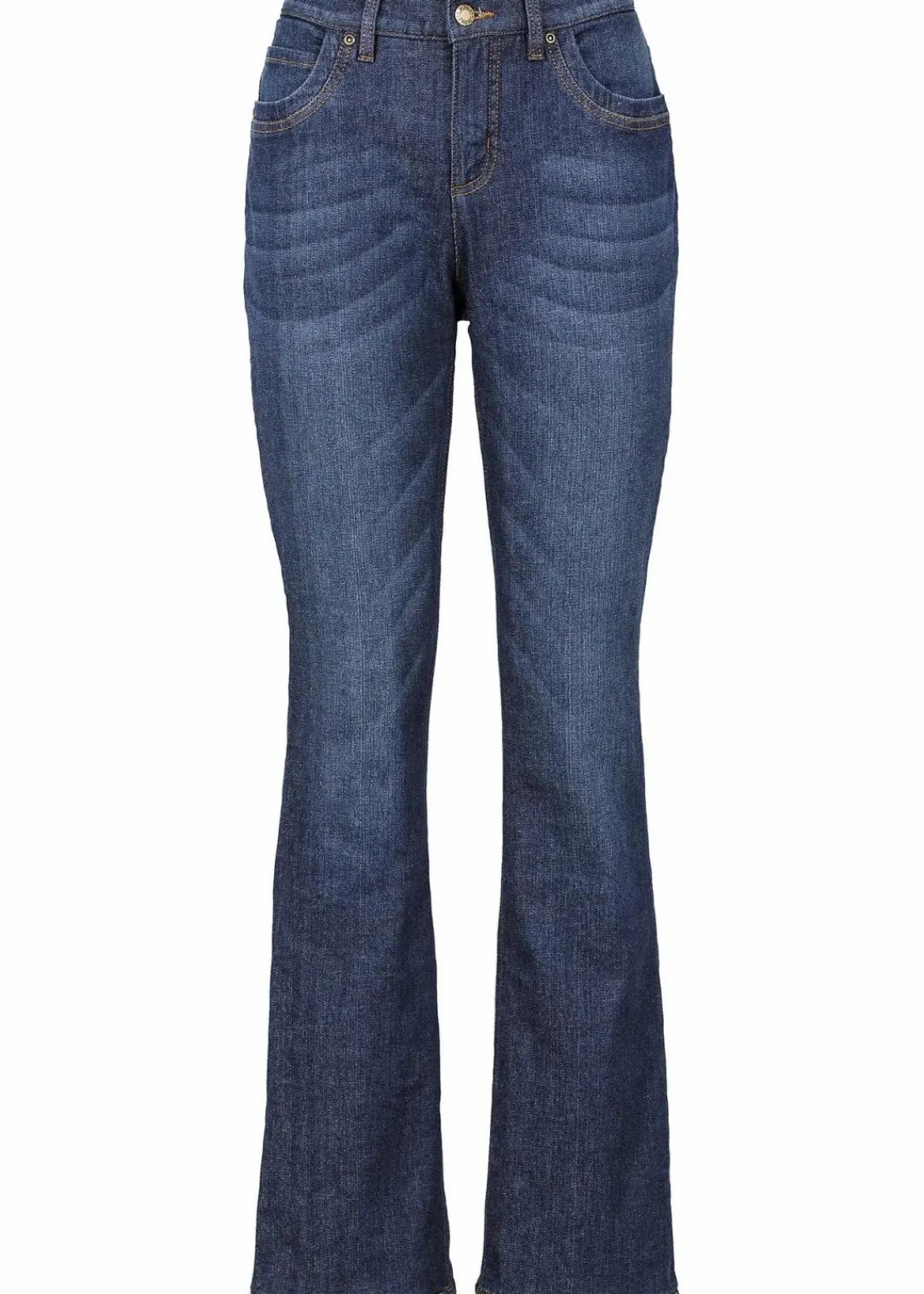 bonprix Bekleidung·Shirts & Tops|Thermobekleidung^Bootcut-Jeans High Waist, Thermo dunkelblau used