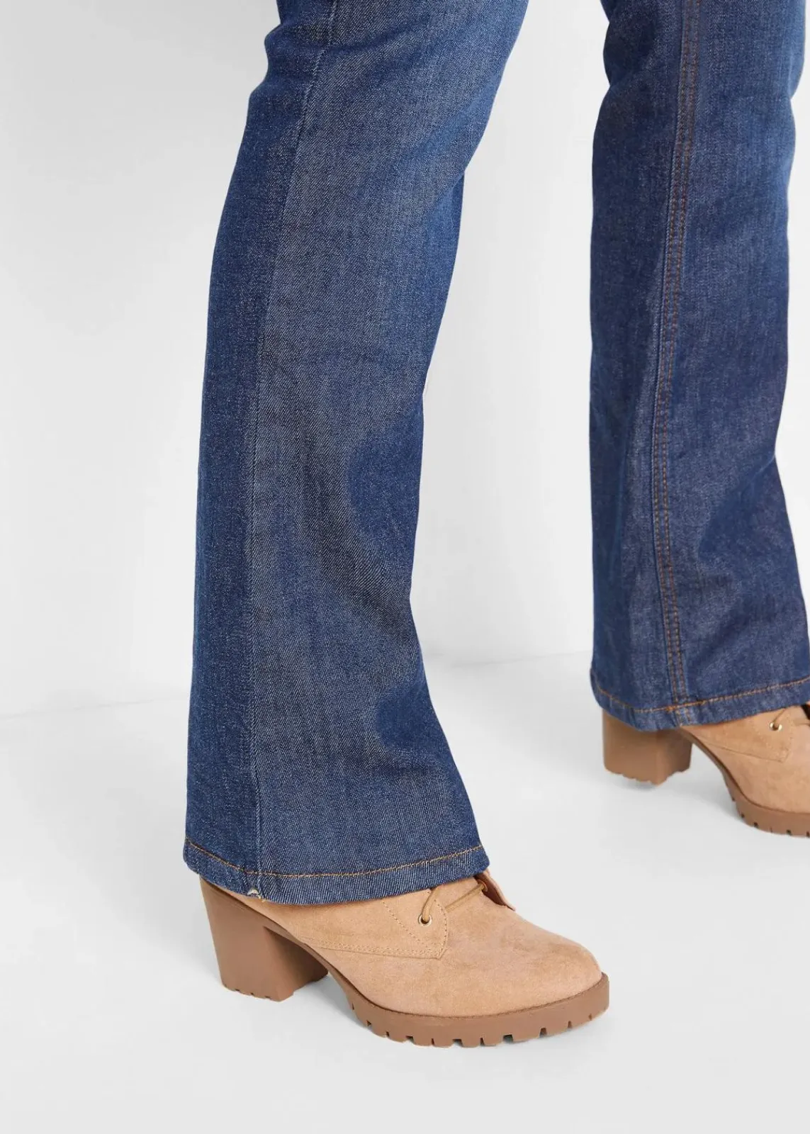 bonprix Bekleidung·Shirts & Tops|Thermobekleidung^Bootcut-Jeans High Waist, Thermo dunkelblau used