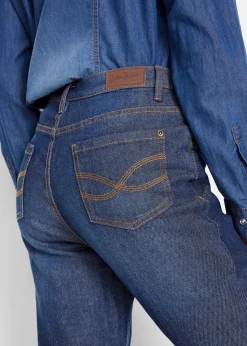 bonprix Bekleidung·Shirts & Tops|Thermobekleidung^Bootcut-Jeans High Waist, Thermo dunkelblau used