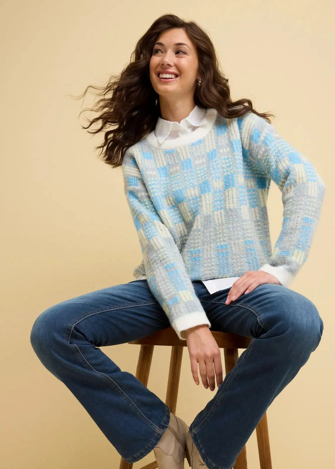 bonprix Bekleidung·Shirts & Tops|Thermobekleidung^Bootcut-Jeans High Waist, Thermo dunkelblau used