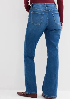 bonprix Jeans|Bekleidung·Shirts & Tops^Bootcut-Jeans Mid Waist mittelblau denim used