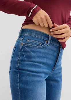 bonprix Jeans|Bekleidung·Shirts & Tops^Bootcut-Jeans Mid Waist mittelblau denim used