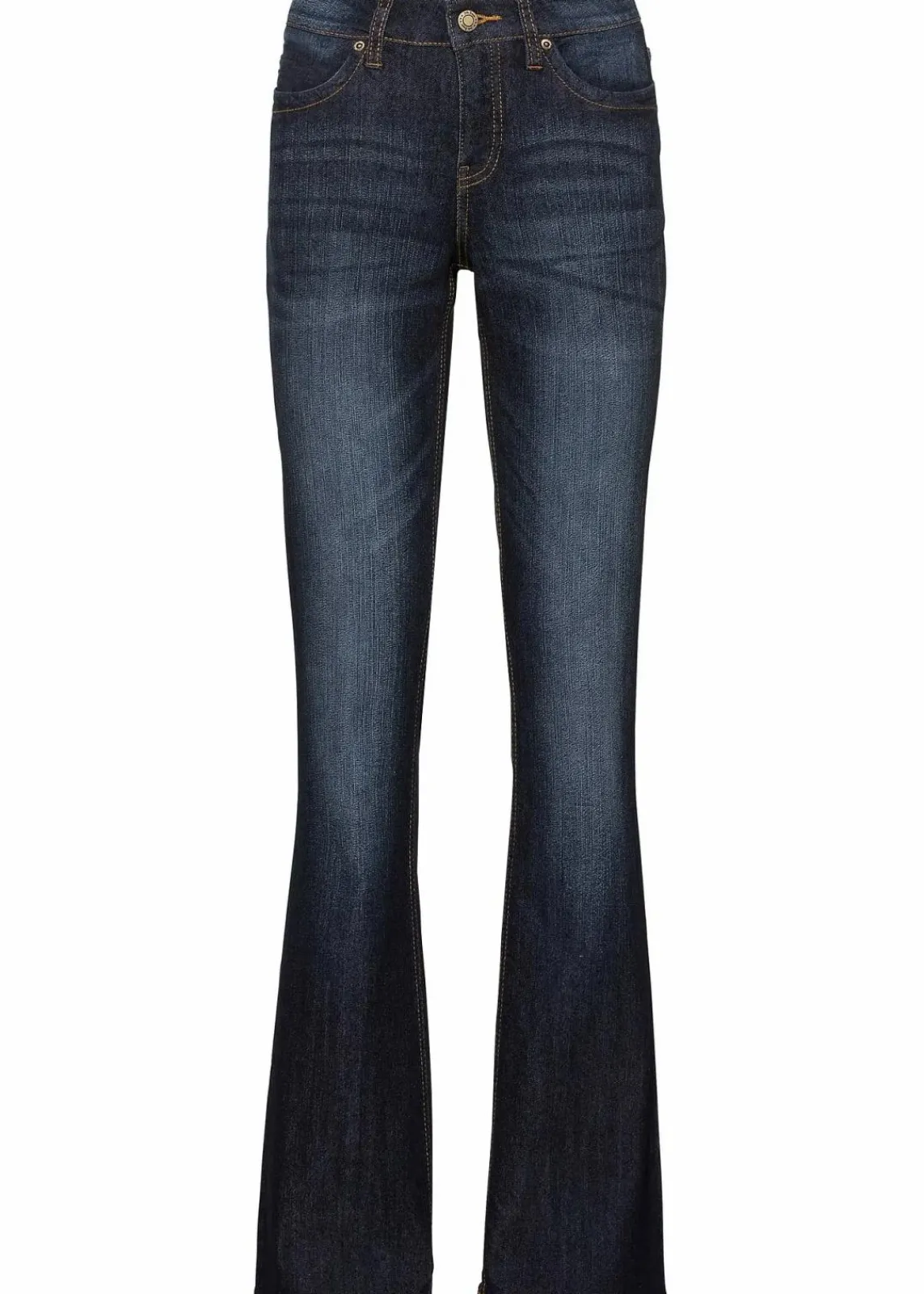 bonprix Jeans|Kurzgrößen^Bootcut-Jeans Mid Waist, Komfort-Stretch dunkelblau used