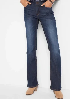 bonprix Jeans|Kurzgrößen^Bootcut-Jeans Mid Waist, Komfort-Stretch dunkelblau used